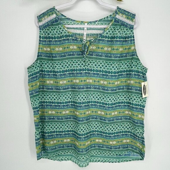 Kuhl Flora Sleeveless Tank Blouse Silk Blend Women's XL Blue Green Boho Resort - Picture 3 of 12